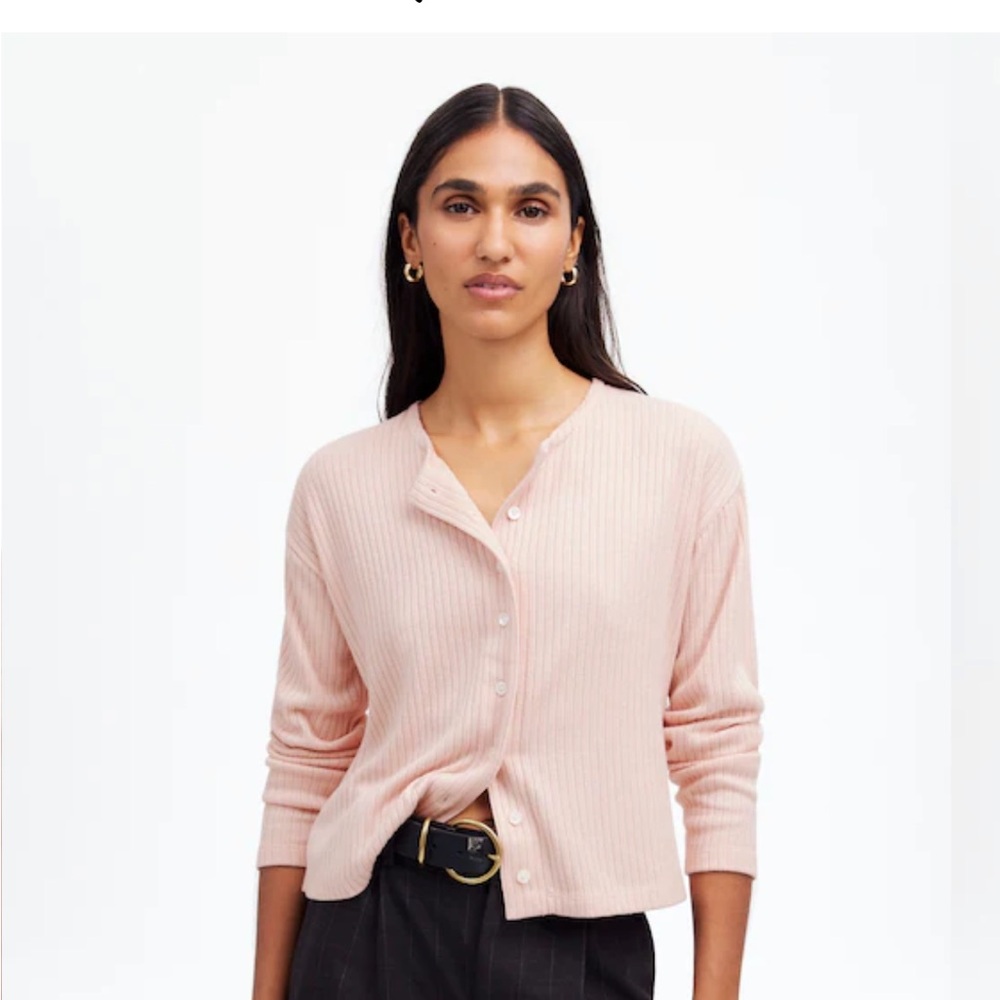 Pink relaxed button up Cardigan Small